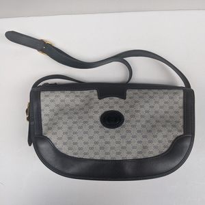 Vintage GUCCI GG Monogram Grey Crossbody Bag Purse